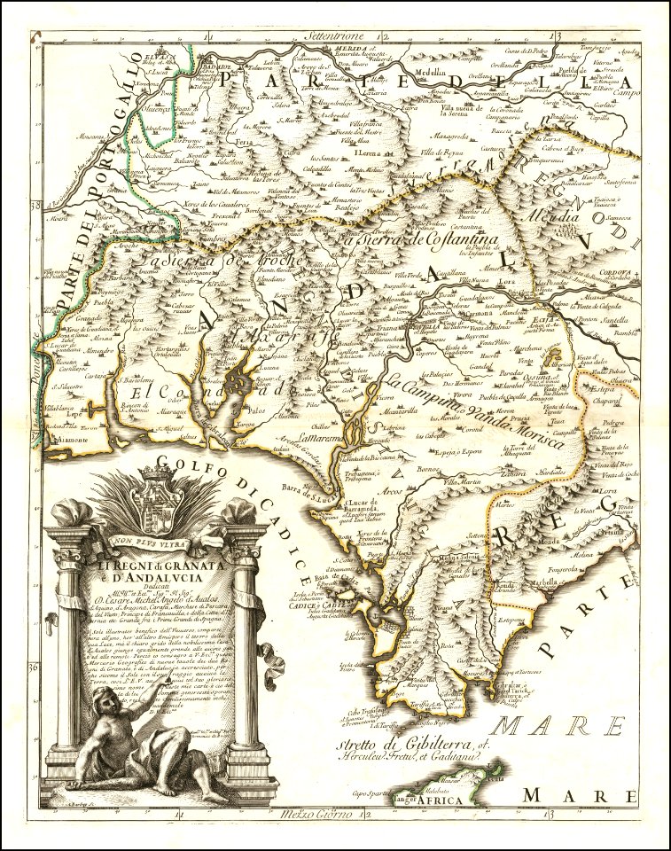 1696 map of Andalusia by Giacomo Cantelli da Vignola