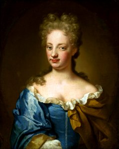 Rundt Portrait of a young lady in blue dress