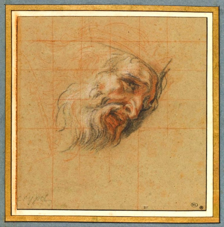Antoine Coypel - Study of the head of an old man turned to the right