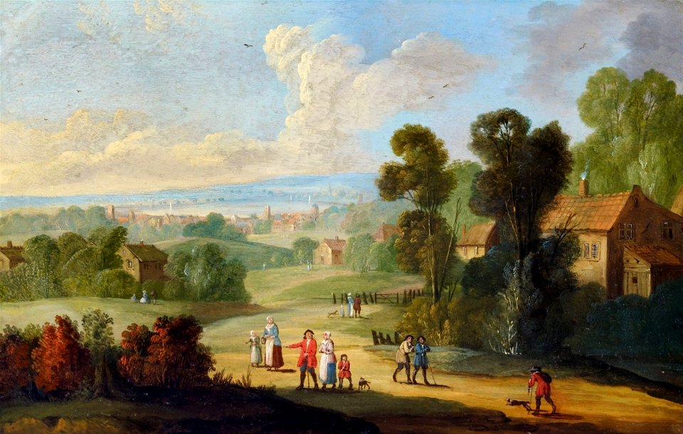 Jan Frans van Bredael - Landscape with Figures and Houses