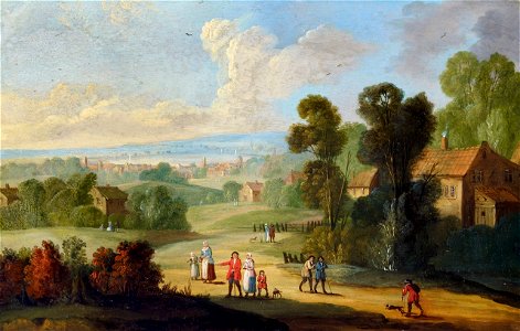 Jan Frans van Bredael - Landscape with Figures and Houses