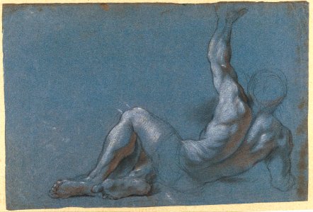 Antoine Coypel - Seated Male Nude, Seen from Behind, Reaching Up with His Left Arm