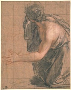 Antoine Coypel - Draped woman kneeling, turned away and opening her arms
