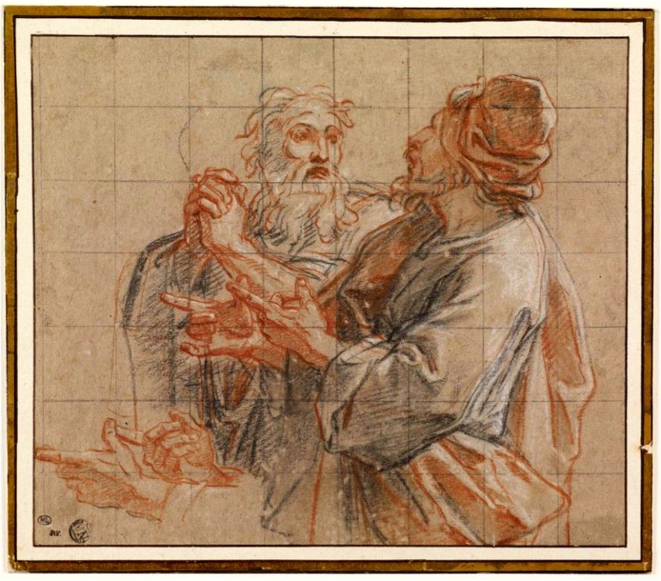 Antoine Coypel - Two doctors at bust length; studies of hands