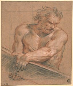 Antoine Coypel - Study of a nude man carrying a piece of wood