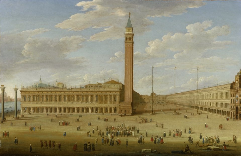 Hendrik Frans van Lint - Venice, a view of the Piazza San Marco with the Piazzetta