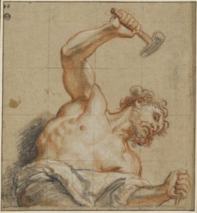 Antoine Coypel - Man, bust, hammering a chisel (Cyclops)