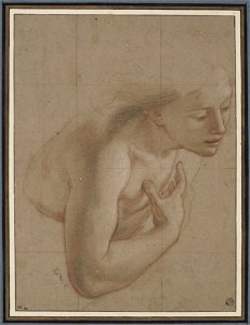 Antoine Coypel - A half figure of a naked woman, study for the angel of the Annunciation