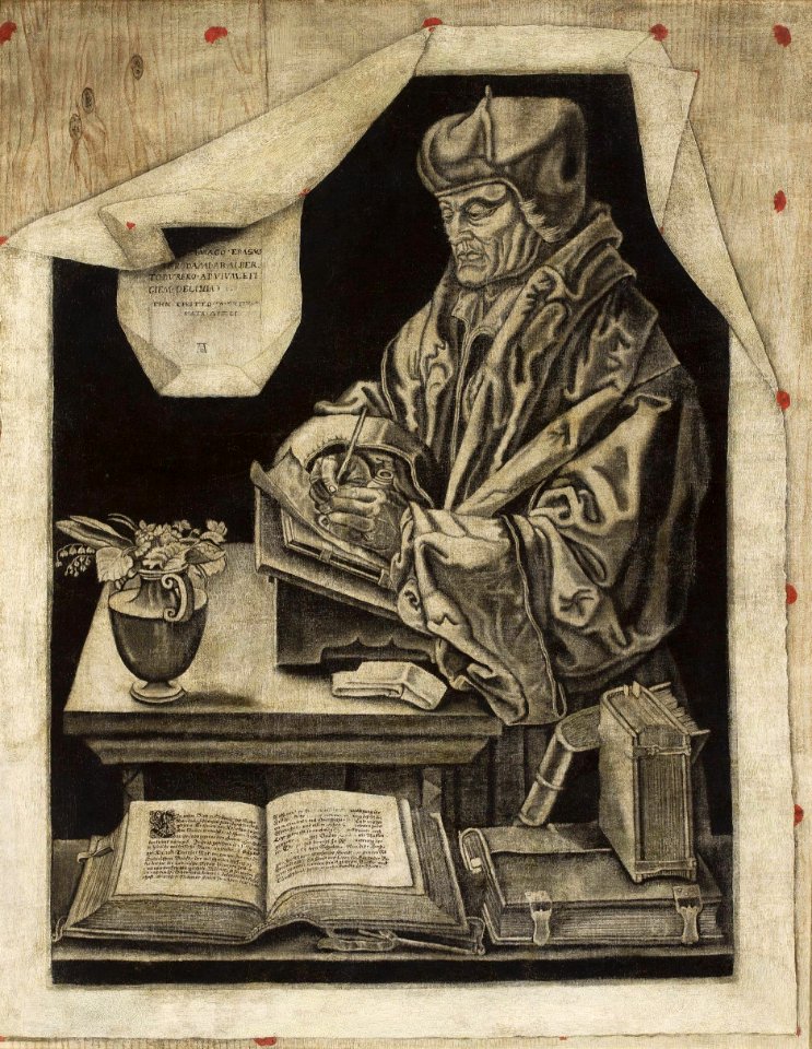 Anonymous Trompe l'oeil with Erasmus of Rotterdam
