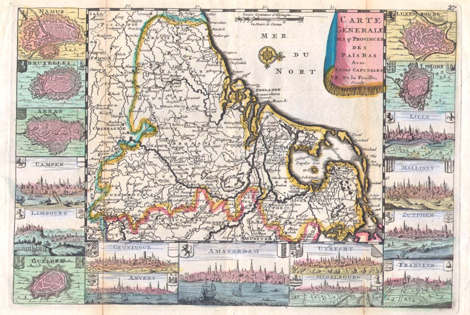 1710 De La Feuille Map of the Netherlands, Belgium and Luxembourg - Geographicus - 17Provinces-laveuille-1710