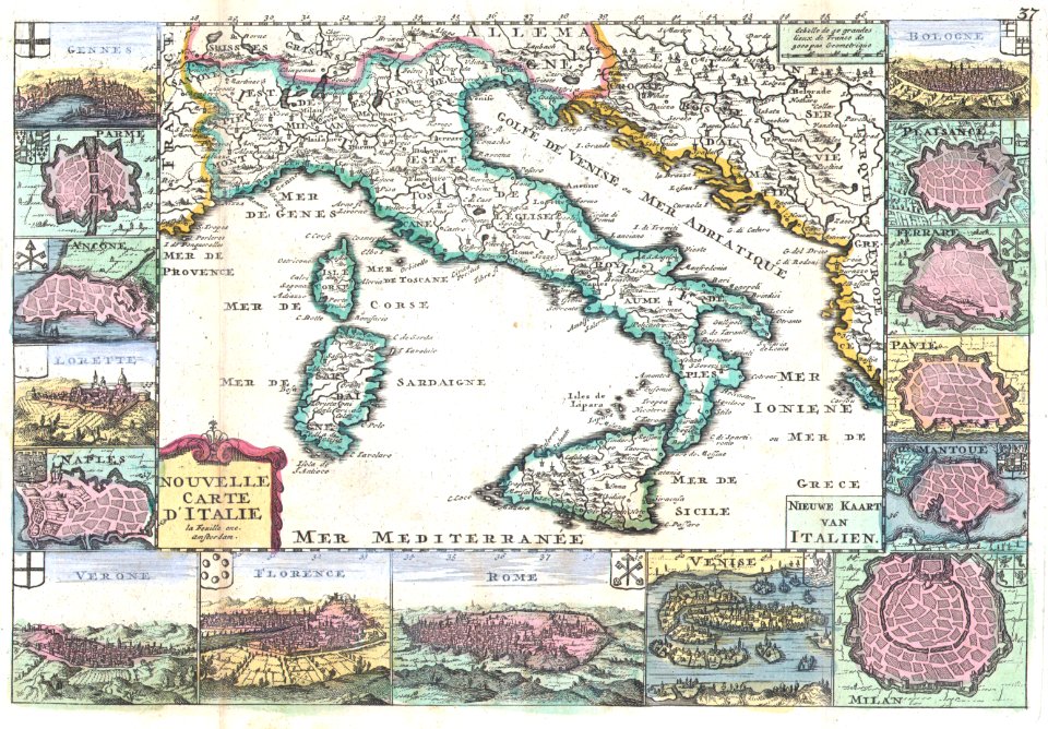 1706 de la Feuille Map of Italy - Geographicus - Italy-lafeuille-1706