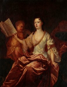 François de Troy or after - Portrait of Catherine de La Boissière Retrato de dama como Santa Cecília. Free illustration for personal and commercial use.
