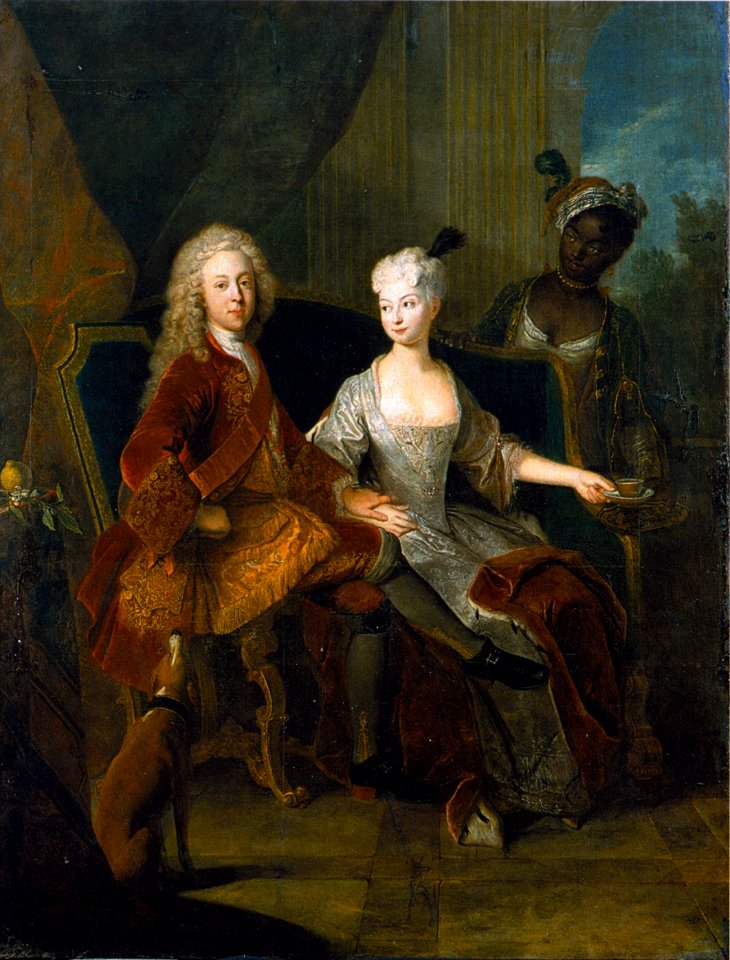 1716 painting of Friedrich Ludwig, Hereditary Prince of Württemberg with his wife Hereditary Princess Henriette Marie (Henriette Marie of Brandenburg-Schwedt) by Antoine Pesne