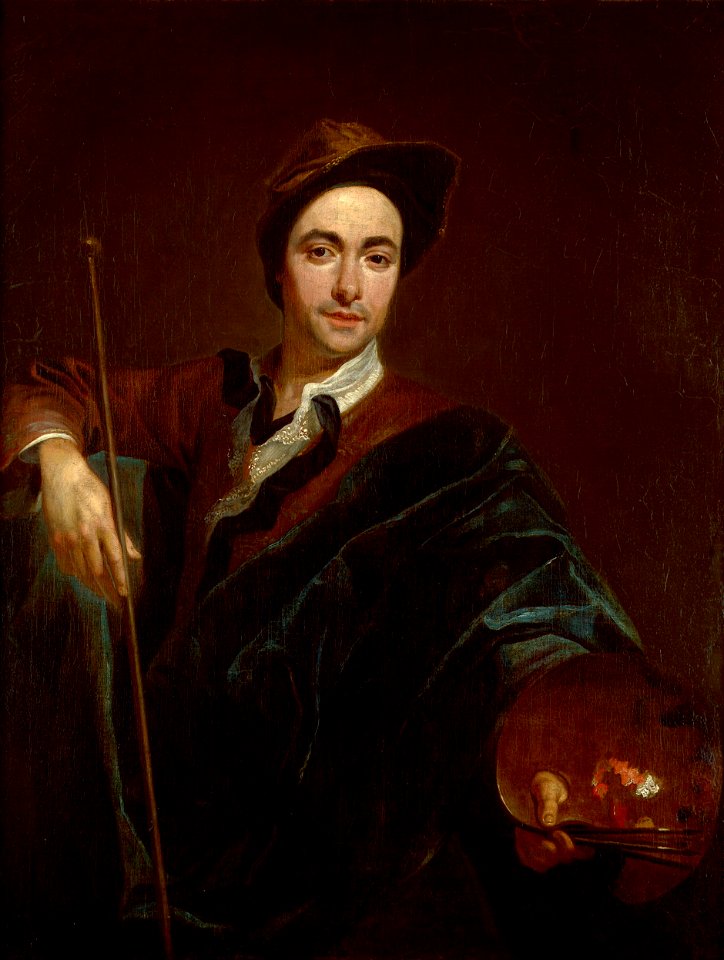 Markus Friedrich Kleinert Selbstbildnis mit Malstock und Palette