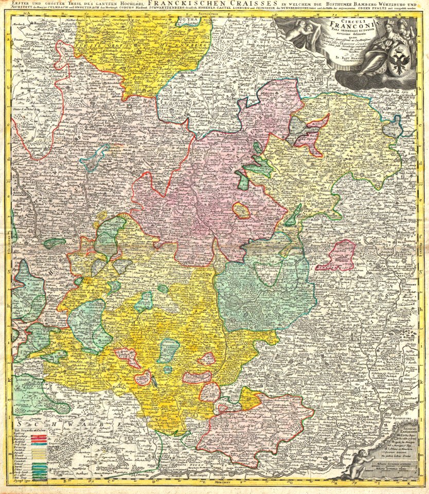 1720 Homann Map of Franconia, Germany ( Bavaria, Bamberg, Würtzburg, Nuremberg ) - Geographicus - Franconiae-homann-1720