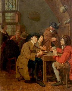 Peter Jacob Horemans - Interior with card players. Free illustration for personal and commercial use.