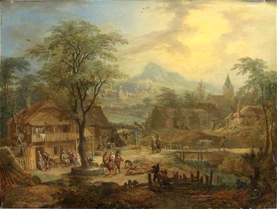 Carel van Falens -- Village at the foot of a hill