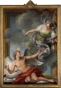 Charles-Antoine Coypel - Painting awakening sleeping Genius