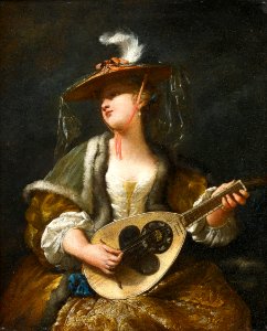 Jean Barbault - Lady playing a mandolin