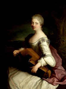 Antoine Coypel - Portrait of a woman playing a hurdy gurdy