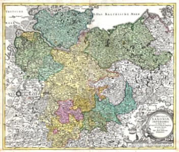 1730 Homann Map of Lower Saxond ( Berlin Lubeck, Hamburg, Bremen ) - Geographicus - SaxoniaeInferioris-homann-1730
