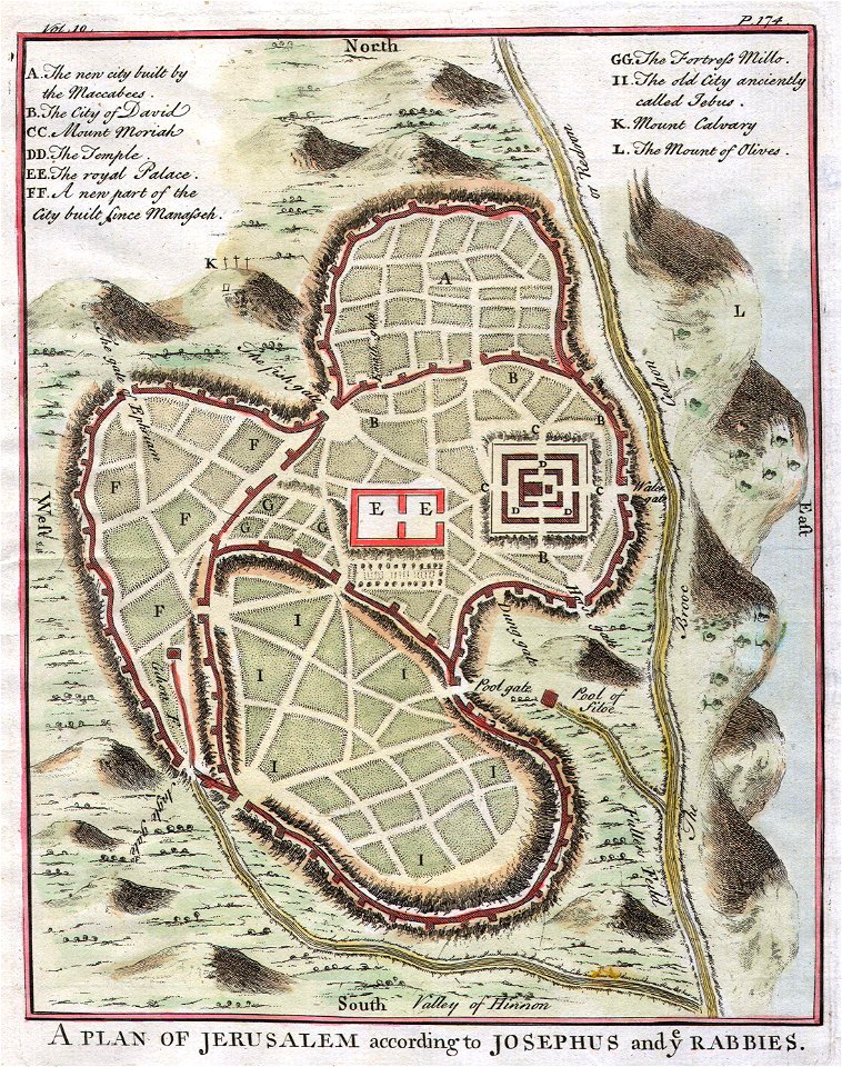 1730 Street Map or Plan of Jerusalem - Geographicus - Jerusalem-uk-1730