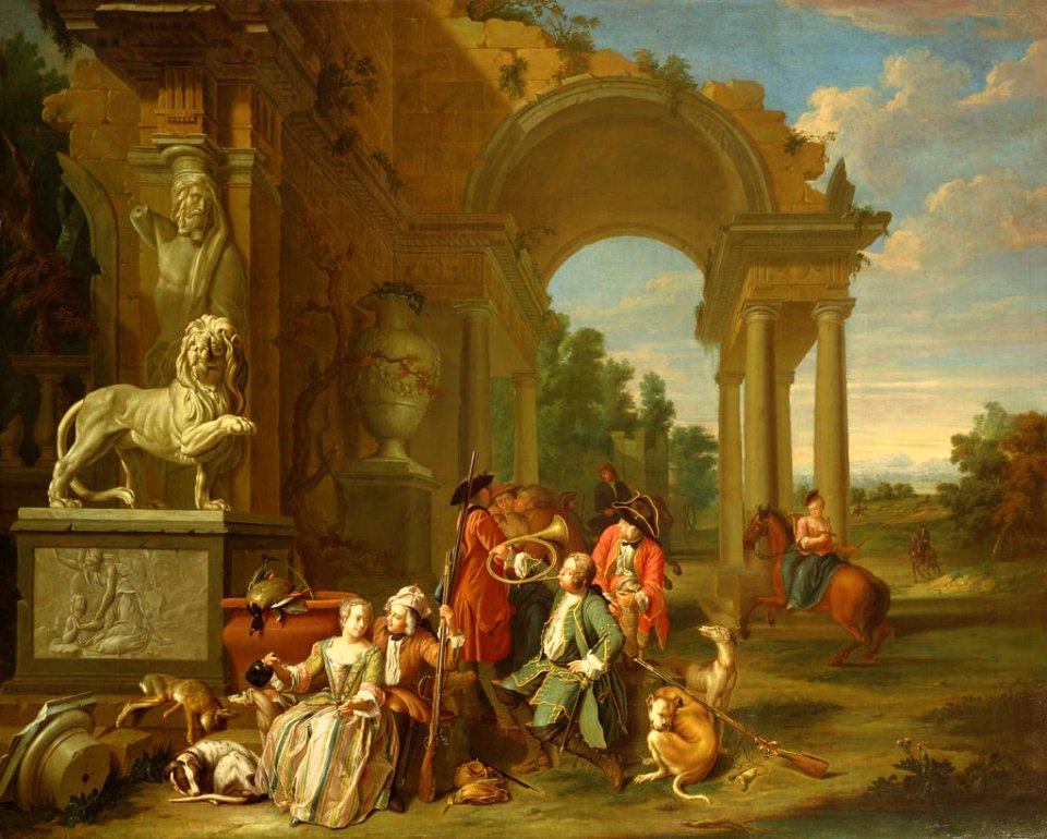 Peter Jacob Horemans - Hunting party in classical ruins