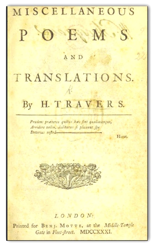 TRAVERS(1731) Miscellaneous Poems and Translations
