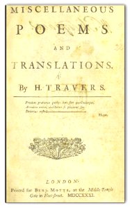 TRAVERS(1731) Miscellaneous Poems and Translations