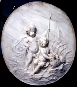 Jan Baptist Xavery - Relief with two putti and a lamb