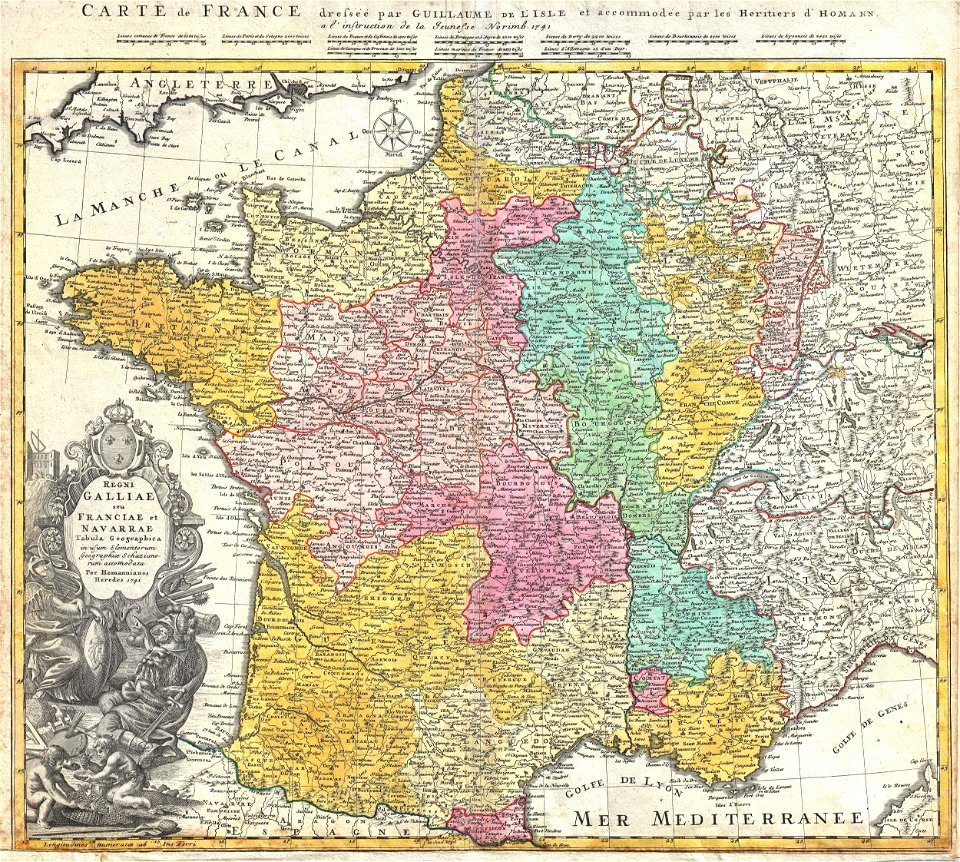 1741 Homann Heirs Map of France - Geographicus - France-hmhr-1741