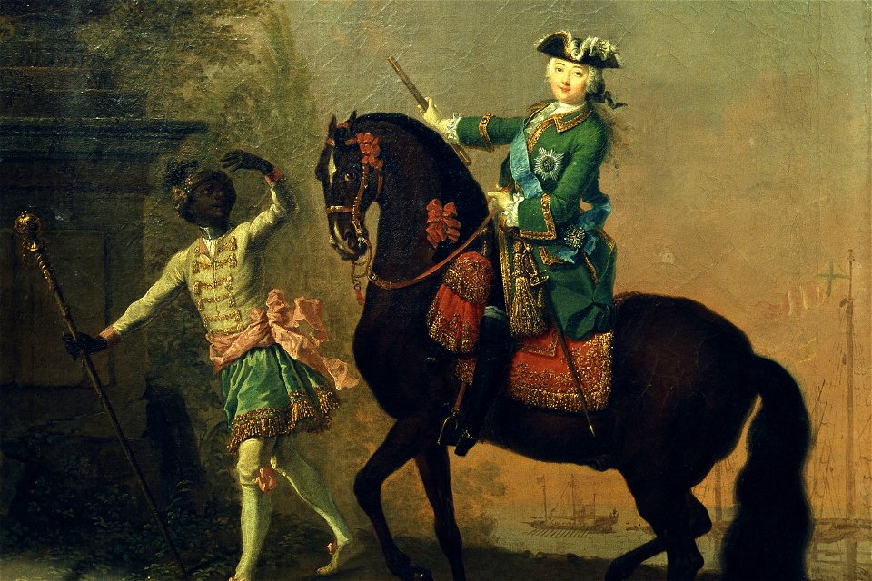 Elizaveta with Black Servant by Grooth (1743, Tretyakov gallery) - detail