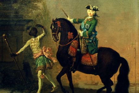 Elizaveta with Black Servant by Grooth (1743, Tretyakov gallery) - detail