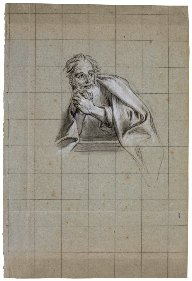 Charles-Antoine Coypel - Study of the bust of an old man, for the supper at Emmaus