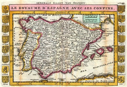 1747 La Feuille Map of Spain and Portugal - Geographicus - Spain-ratelband-1747