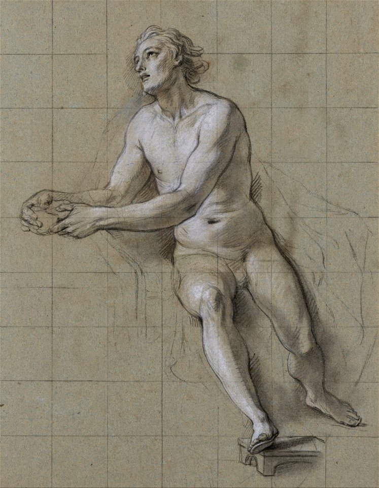 Charles-Antoine Coypel - Preparatory study of Christ seated for the Supper at Emmaus