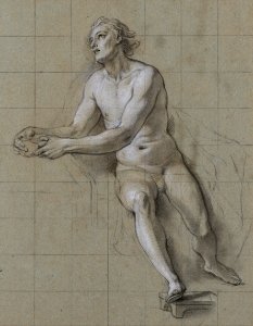 Charles-Antoine Coypel - Preparatory study of Christ seated for the Supper at Emmaus