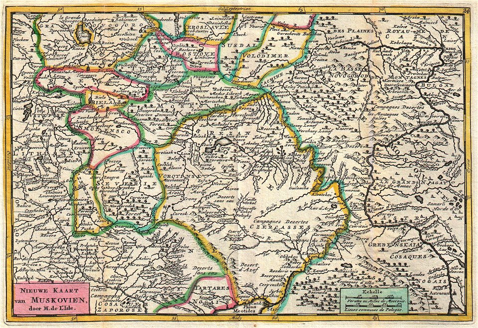 1747 La Feuille Map of Russia - Geographicus - Muskovien-ratelband-1747