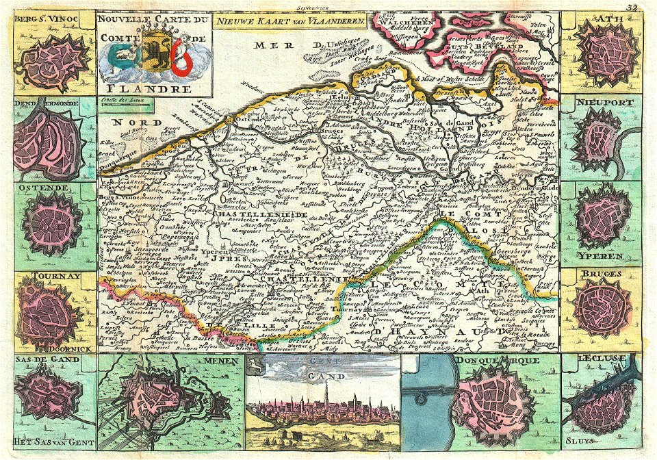 1747 La Feuille Map of Flanders ( Holland and Belgium) - Geographicus - Flandre-lafeuille-1747