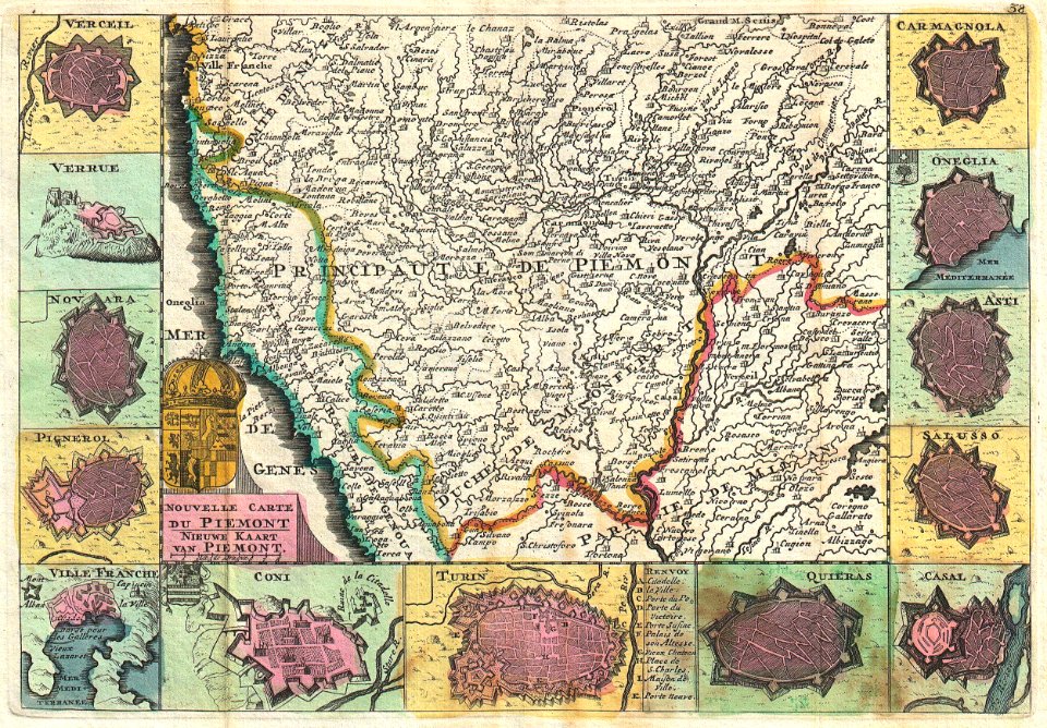 1747 La Feuille Map of Piedmont, Italy - Geographicus - Piemont-lafeuille-1747