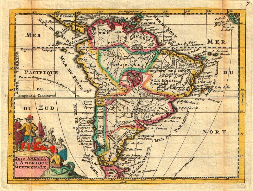 1747 La Feuille Map of South America - Geographicus - SouthAmerica-ratelband-1747