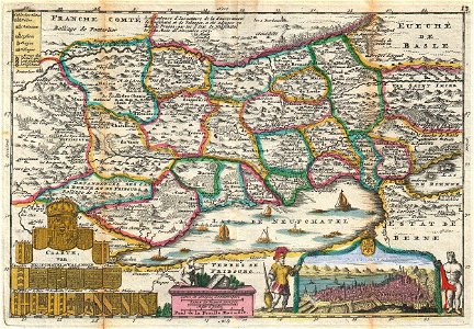 1747 La Feuille Map of Neuchâtel, Switzerland - Geographicus - Neufchatel-ratelband-1747
