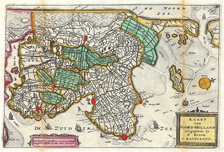 1747 La Feuille Map of Northern Holland - Geographicus - NoordHolland-ratelband-1747