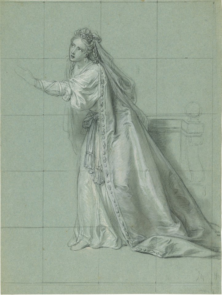 Charles-Antoine Coypel - Study of a Woman (Rodugune) Turned toward the Left
