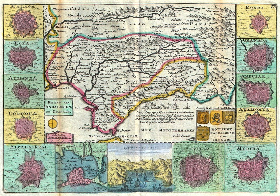 1747 La Feuille Map of Andalusia, Spain (Sevilla) - Geographicus - Andalusia-ratelband-1747