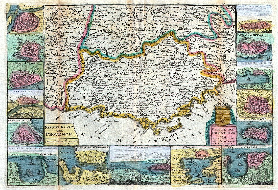 1747 La Feuille Map of Provence, France - Geographicus - Provence-ratelband-1747
