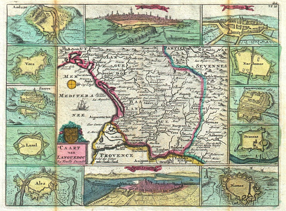 1747 La Feuille Map of Languedoc, France - Geographicus - Languedoc-lafeuille-1747