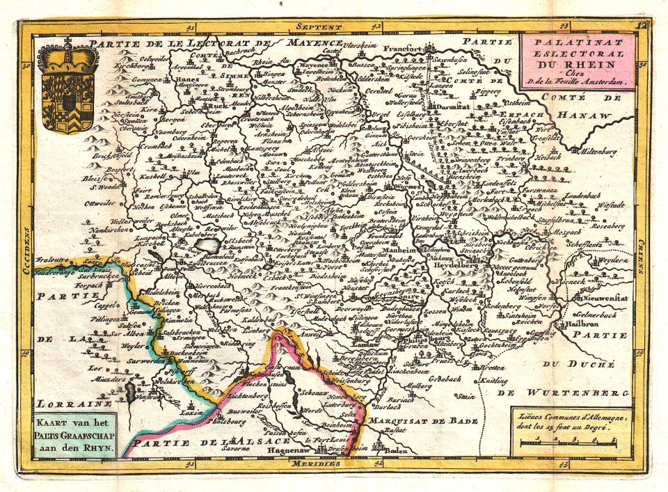 1747 La Feuille Map of Rhineland, Germany - Geographicus - Rhein-lafeuille-1747