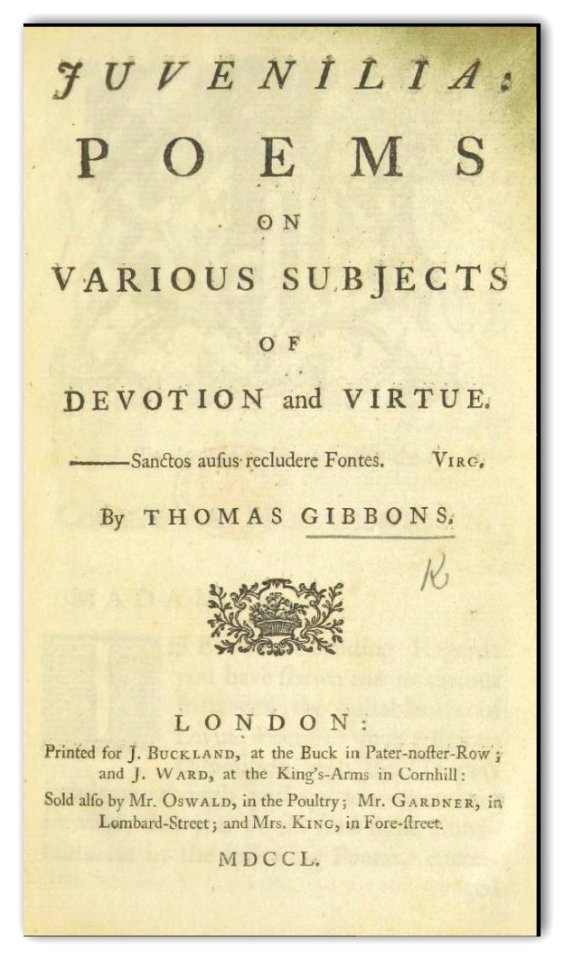 GIBBON(1750) Juvenilia. Poems on various Subjects