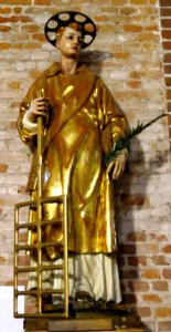Basilica di San Lorenzo, statua san Lorenzo (Mortara)